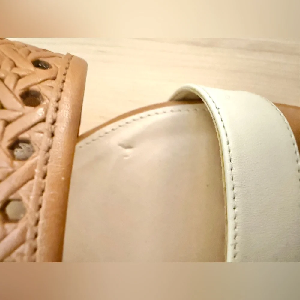 Cole Haan Annabelle Grand 360 Tan, Black & White Wedge Sandals Shoe; Size 7 1/2B - Picture 12 of 13